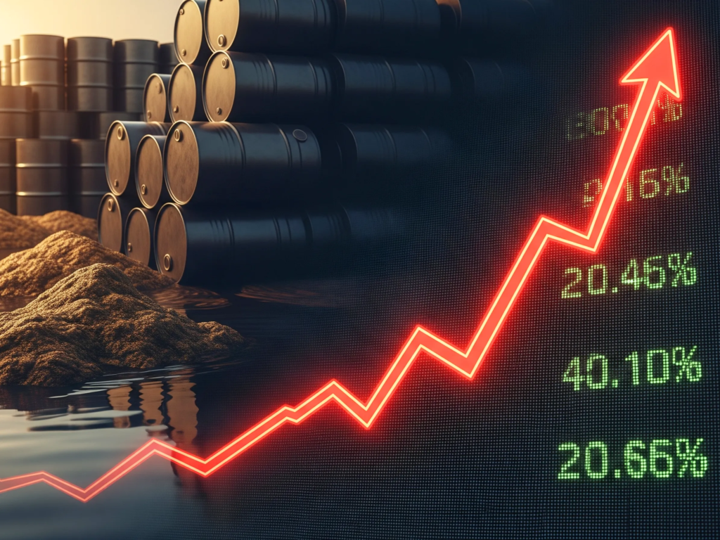 Oil price chart showing a sharp spike after US-Iran conflict in June 2025 affecting global energy markets