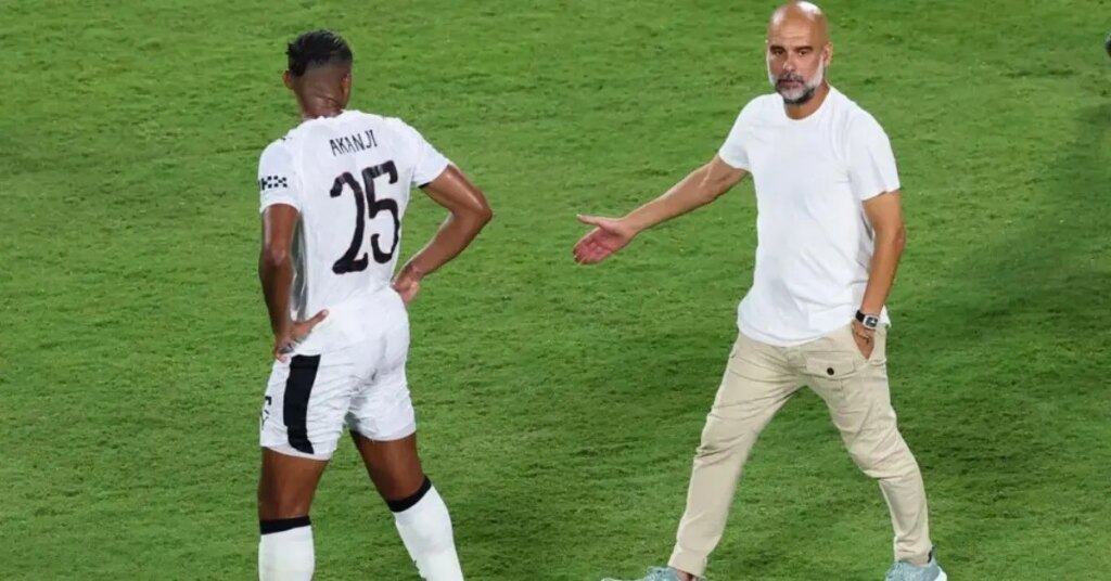Manchester City players looking disappointed after a tough match in 2025, reflecting pressure from rising global competition.